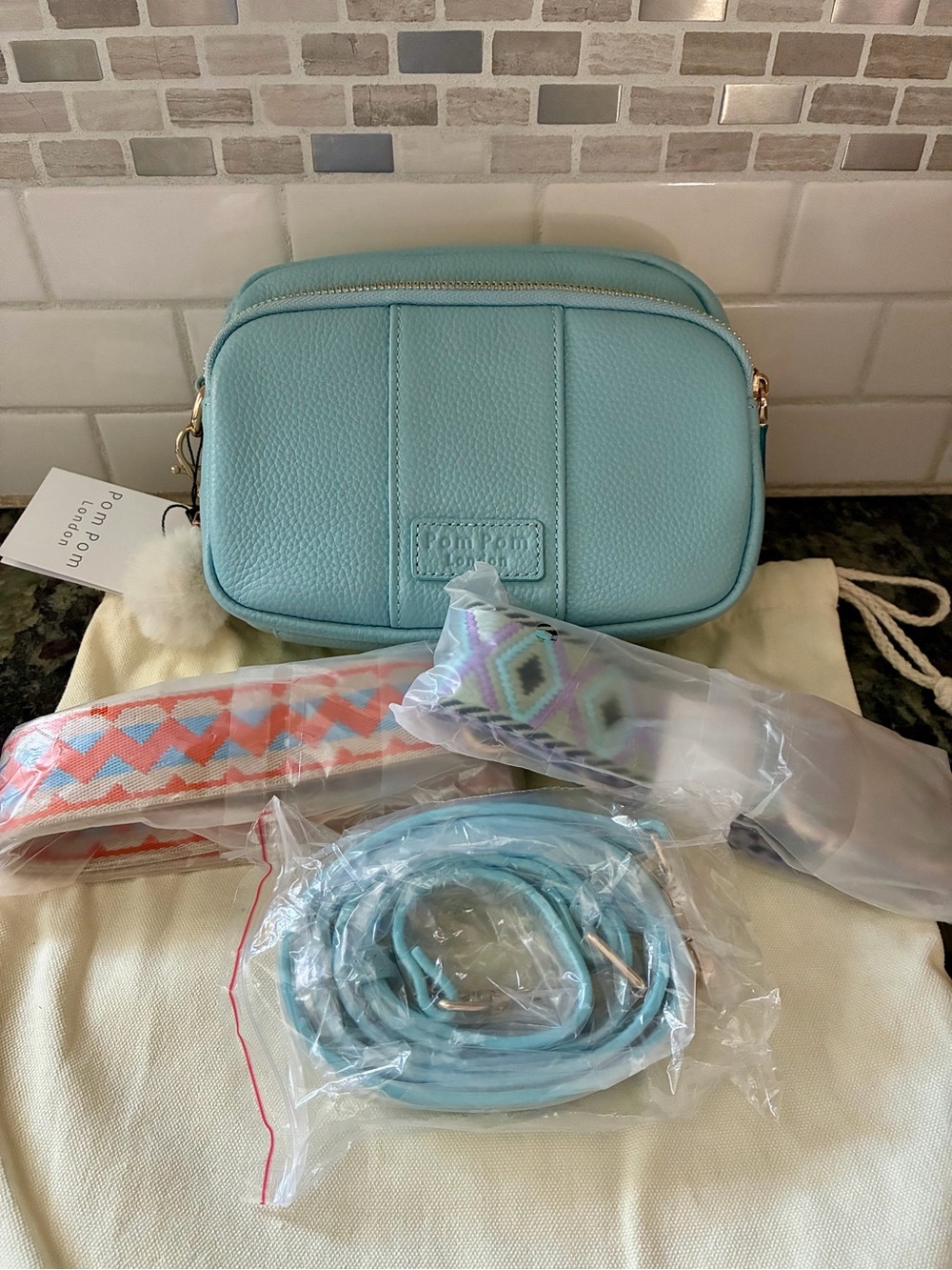 NWT Pom Pom London Carolina Blue Original Bag